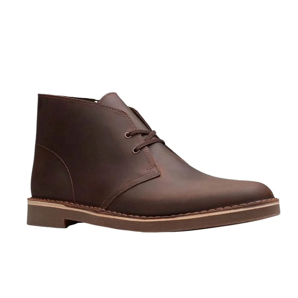 Clarks Bushacre 2 Mens Dark Brown Leather Chukka Desert Boots Ankle Shoes